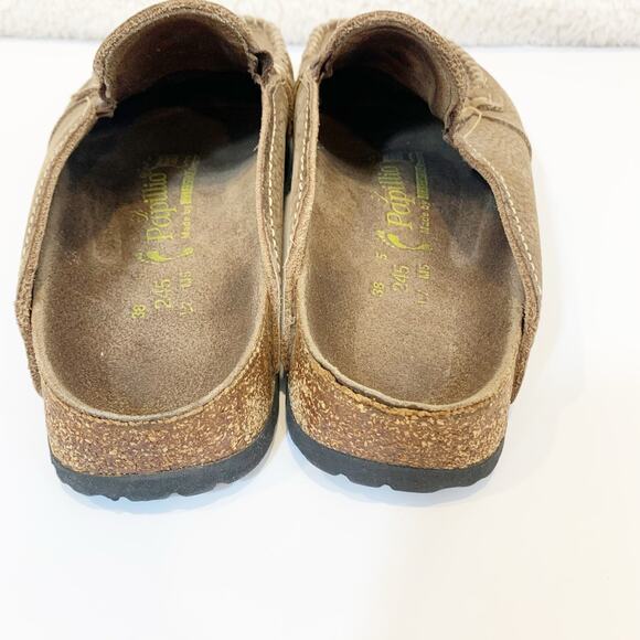 Papillio Birkenstock Tassle Slide On Loafer Worn In 38 Rare Tan Taupe Boho - Picture 3 of 6